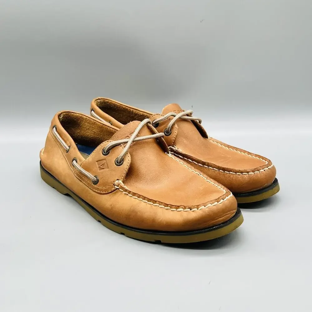 Sperry Shoes Mens 10.5 Brown Leather Top Sider Boat Deck Moc Toe Casual Comfort